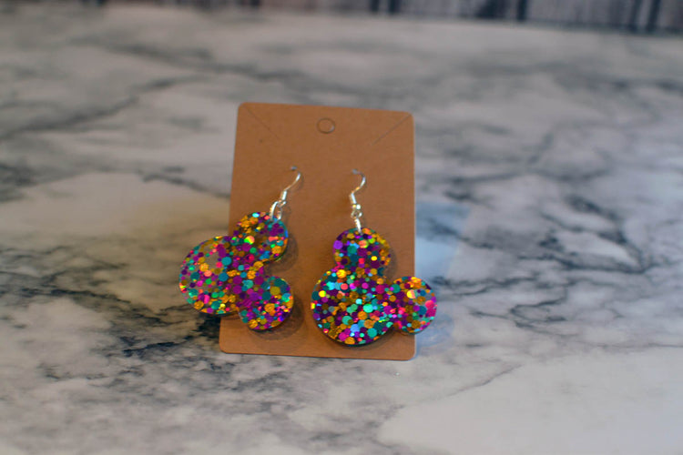 Glitzy Mouse Head Earrings