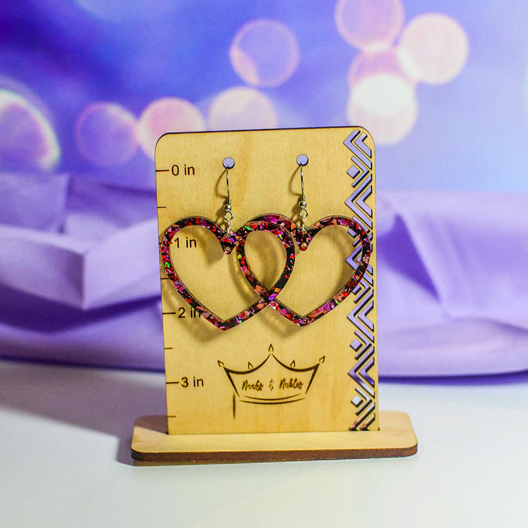 Glitter Heart Hoops Earrings