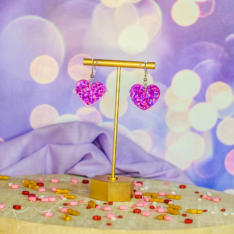 Glitter Heart Earrings