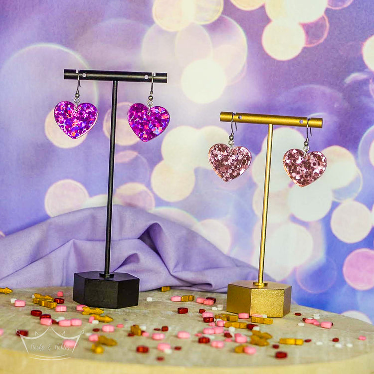 Glitter Heart Earrings