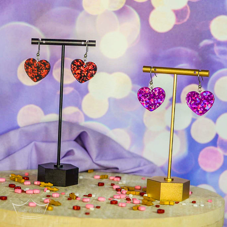 Glitter Heart Earrings