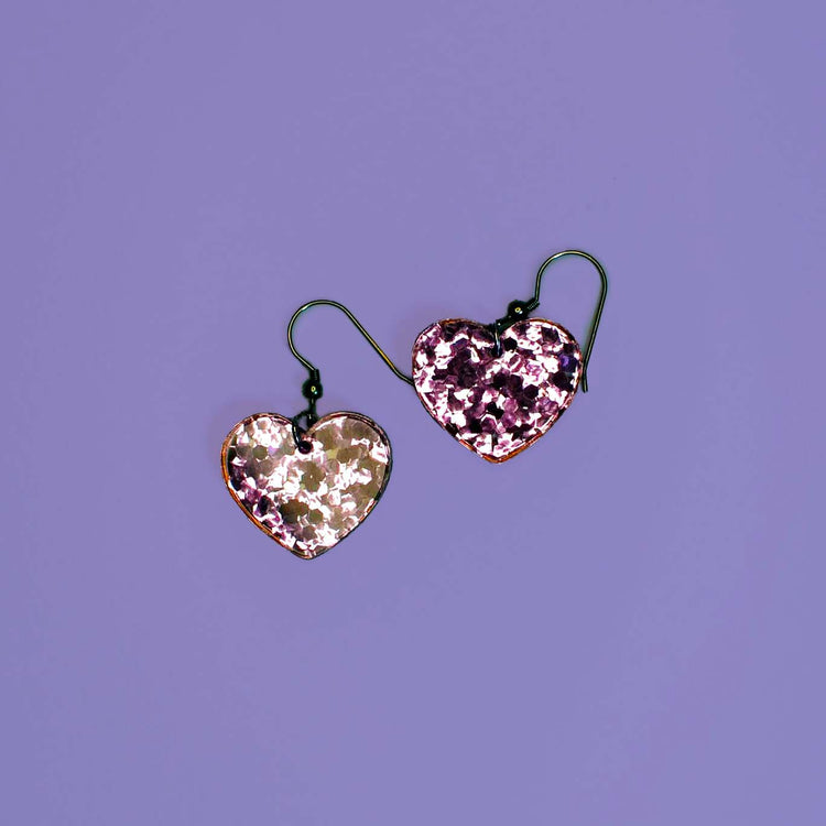 Glitter Heart Earrings
