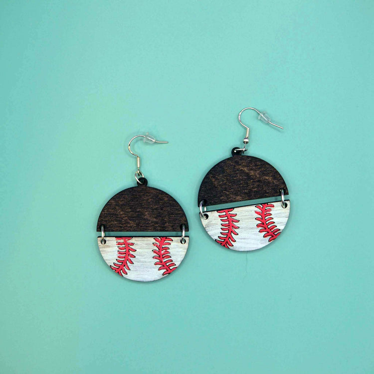 Split Baseball Earrings