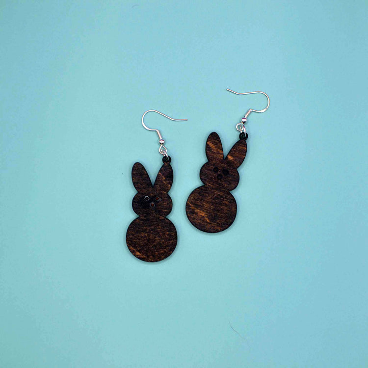 Marshmallow Bunny Earrings (Wooden)