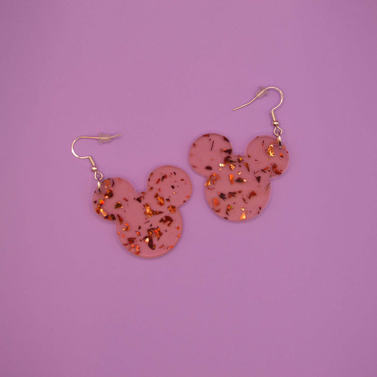 Glitzy Mouse Head Earrings