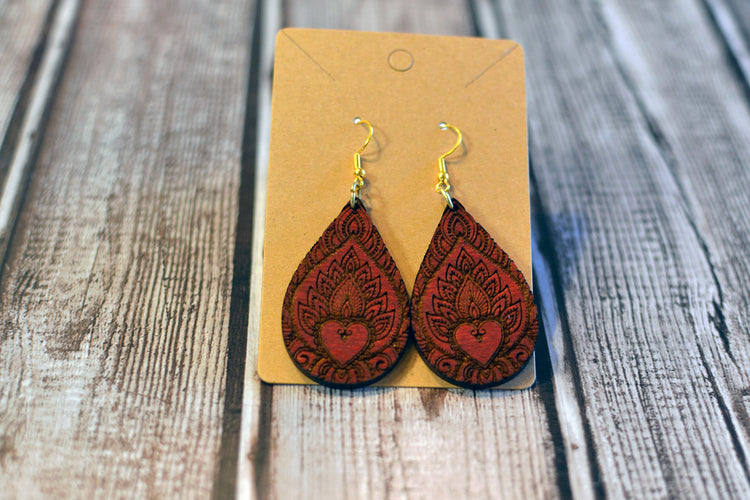 Engraved Heart Earrings