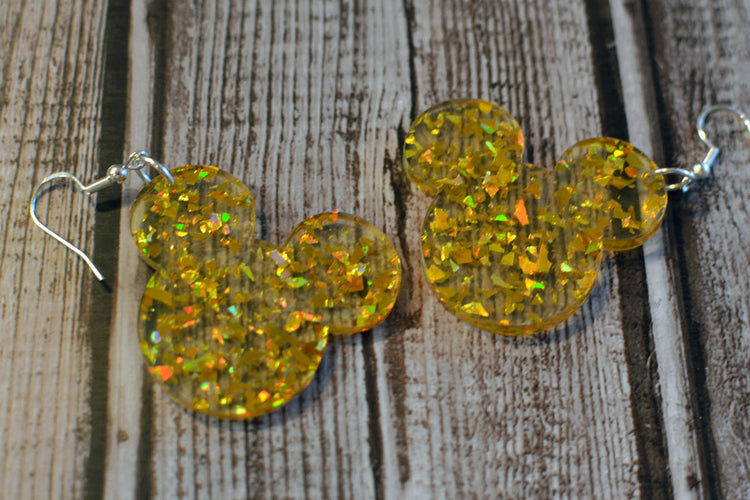 Glitzy Mouse Head Earrings