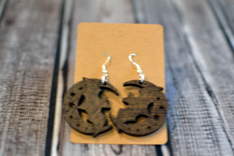 Moon and Bat Earrings