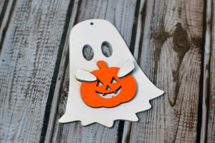 Ghost with Pumpkin Ornament