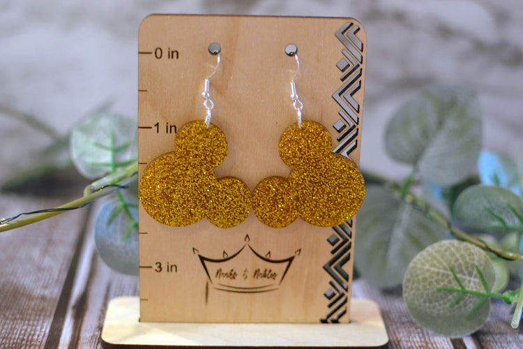 Glitter Mouse Head Earrings