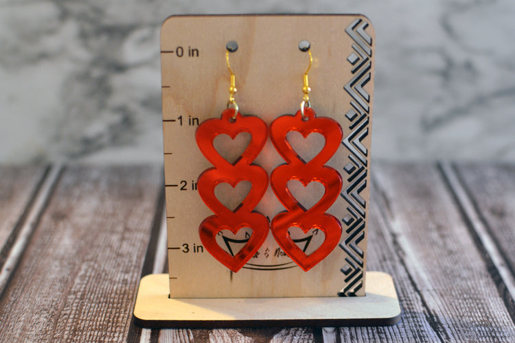 Mirror Triple Heart Earrings