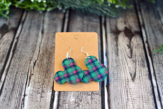 Plaid Mouse Head Earrings