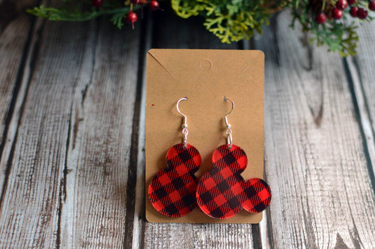 Plaid Mouse Head Earrings