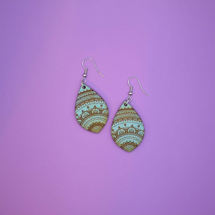 Engraved Paisley Earrings