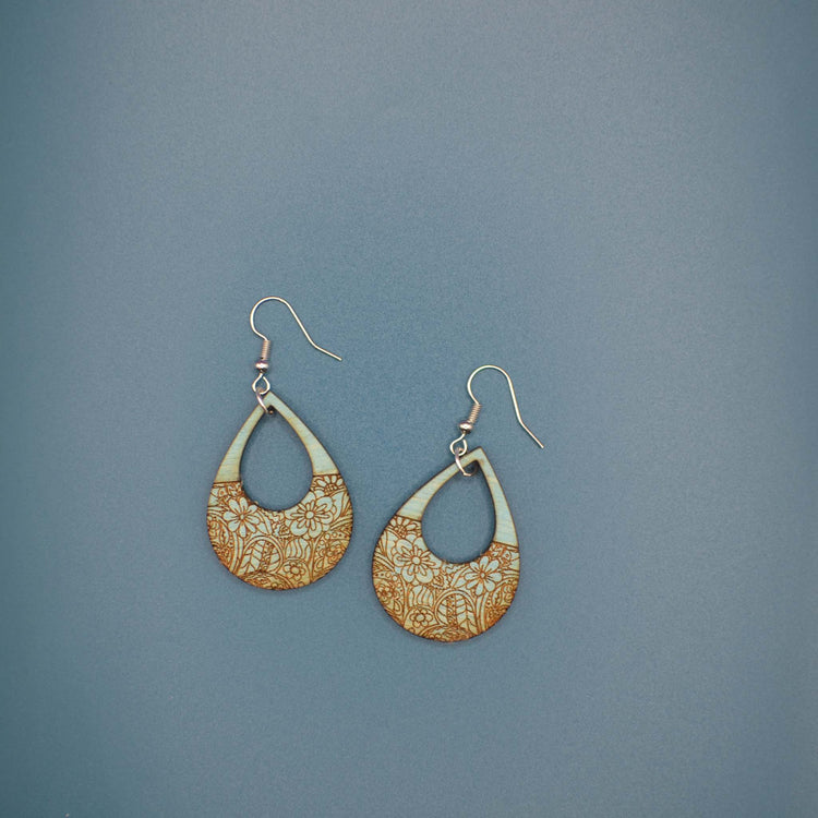 Engraved Paisley Earrings