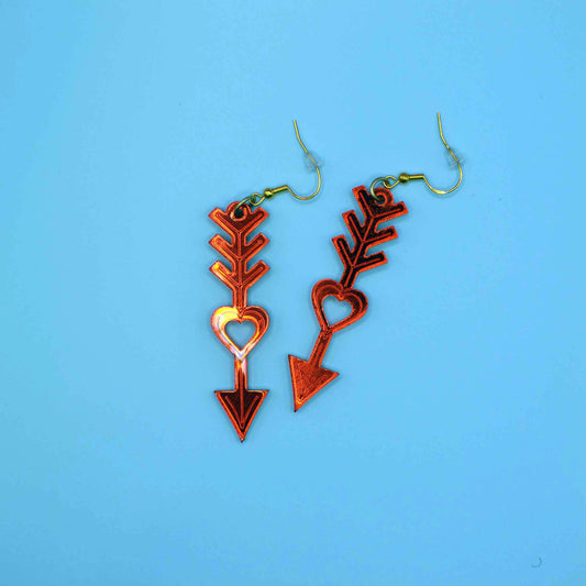 Mirror Heart Arrow Earrings