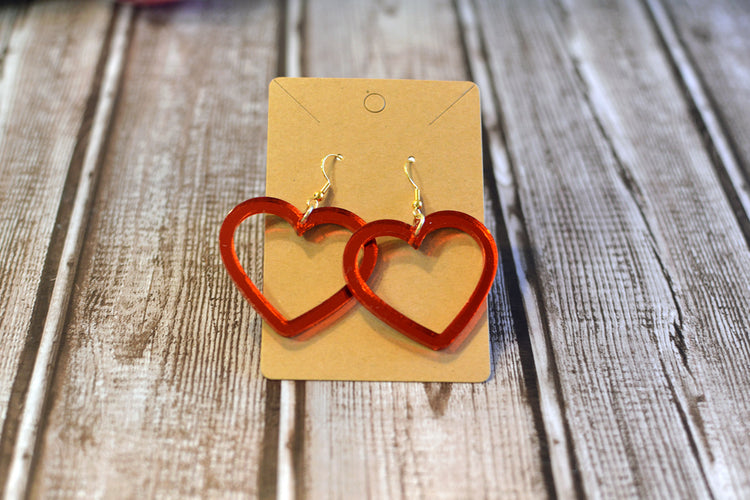 Mirror Heart Outline Earrings