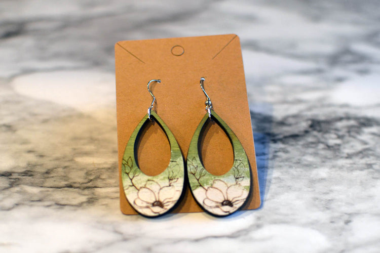 Painted Magnolia Earrings