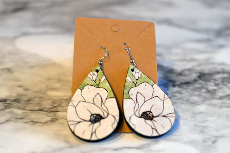 Painted Magnolia Earrings