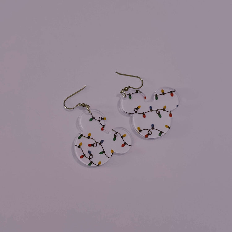 Christmas Light Mouse Head Earrings