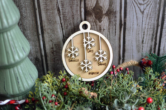 Personalized Falling Snowflake Family Ornament