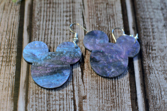 Galaxy Mouse Head Earrings