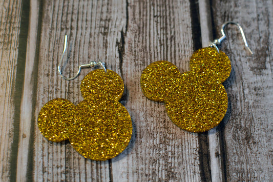 Glitter Mouse Head Earrings