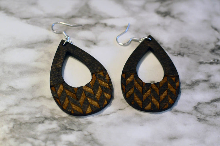 Chevron Hollow Teardrop Earrings