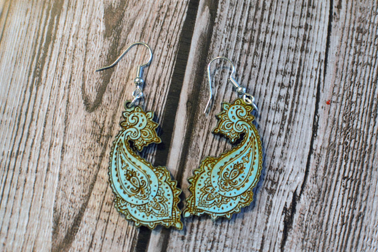 Engraved Paisley Earrings