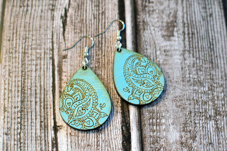 Engraved Paisley Earrings