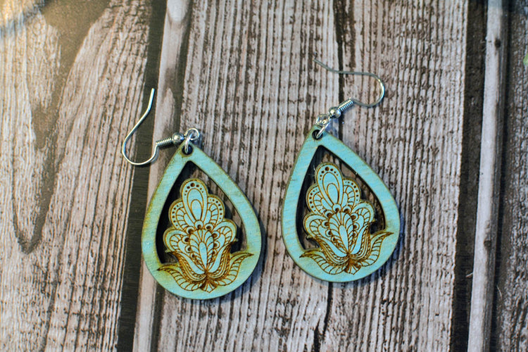 Engraved Paisley Earrings