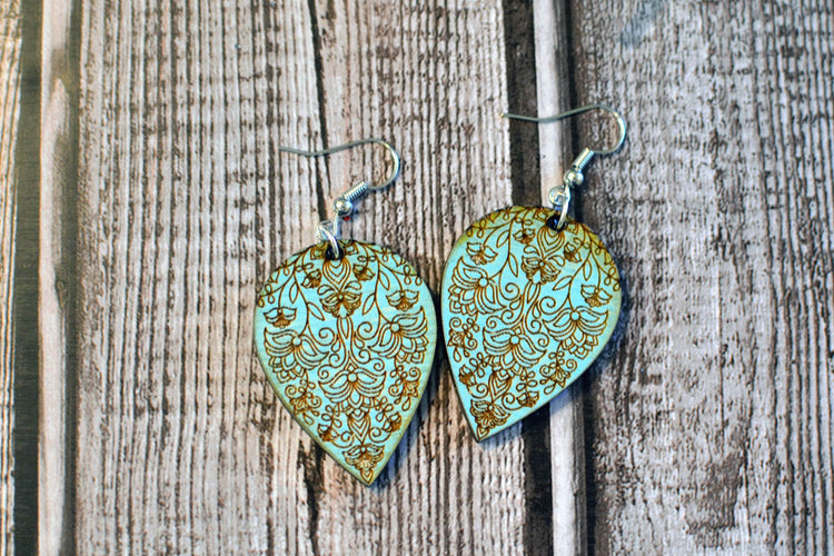 Engraved Paisley Earrings