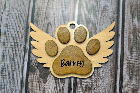 Personalized Memorial Dog Paw Ornament