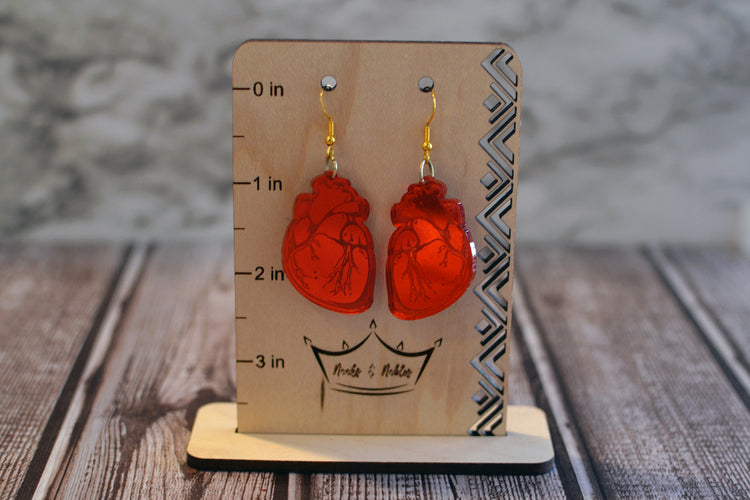 Mirror Anatomical Heart Earrings